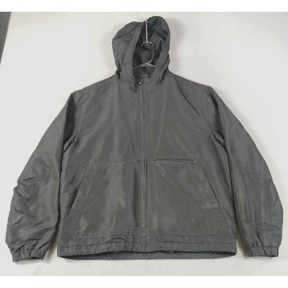 Dockers Jacket Mens Medium Black Hooded Microfiber Fleece Lined Winter Casual